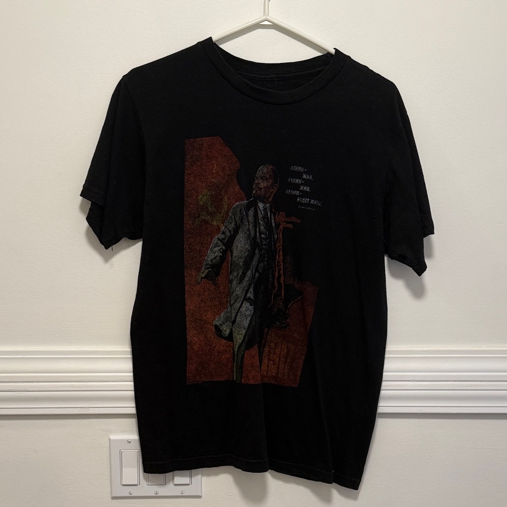 Vintage Graphic Lenin Black T-Shirt Communism USSR Tee